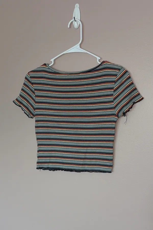 Just USA Striped Ribbed Crop Top - Image 2