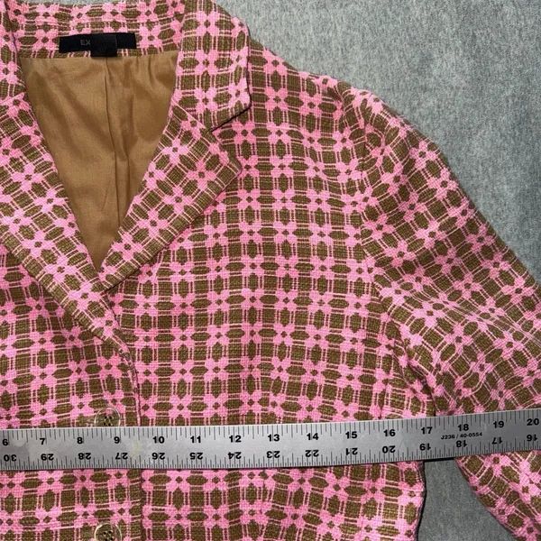 Express Women's‎ 3 Button Pink Brown Tweed Blazer Jacket Size 8 - Image 9