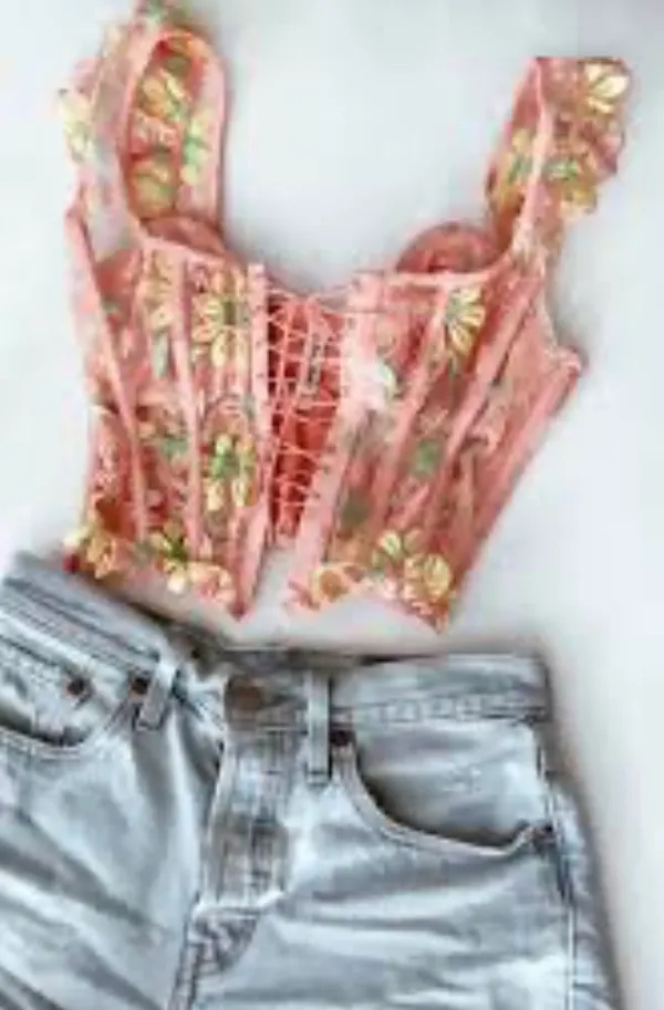 For Love & Lemons Daisy June Embroidered Bustier - Image 8