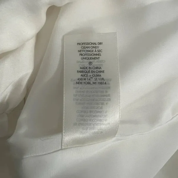 Alice + Olivia Bianca Mini Dress Ruched One-Shoulder‎ Silk White Black Size 6 - Image 11