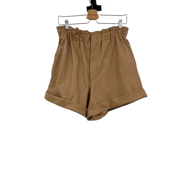 Abercrombie and Fitch Shorts Faux Vegan Leather High Waist Camel‎ Tan Size Large - Image 7