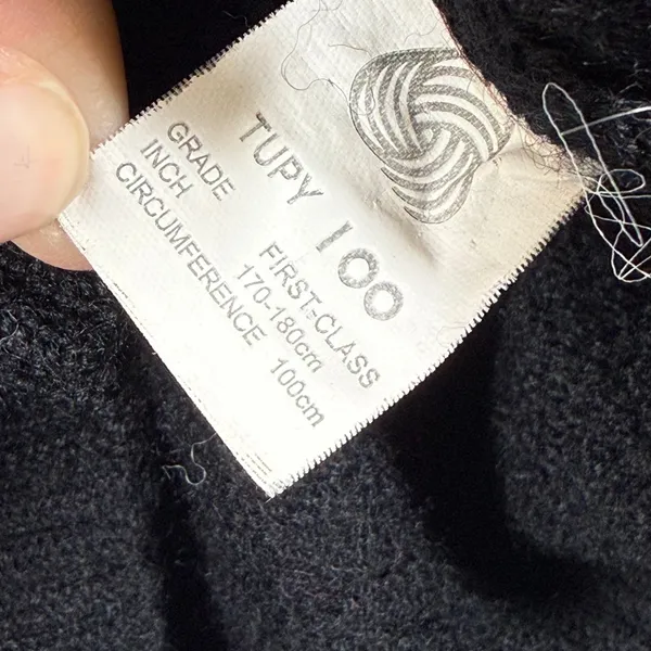 Meister Vintage 80s 100% Wool Black Abstract Embroidered Crew Neck Sweater Small - Image 4