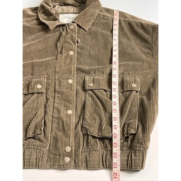 American Eagle Corduroy Bomber Jacket Brown Medium 100% Cotton Relaxed - Image 8