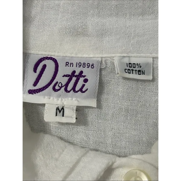 Dotti White Lightweight Button-Front Midi Dress/Shirt Size M Oversized Cotton - Image 3