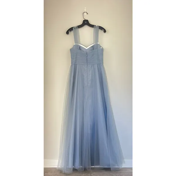 Azazie Pleated Bodice Sweetheart Neck Tulle Blue Maxi Bridesmaid Formal Dress 6 - Image 9