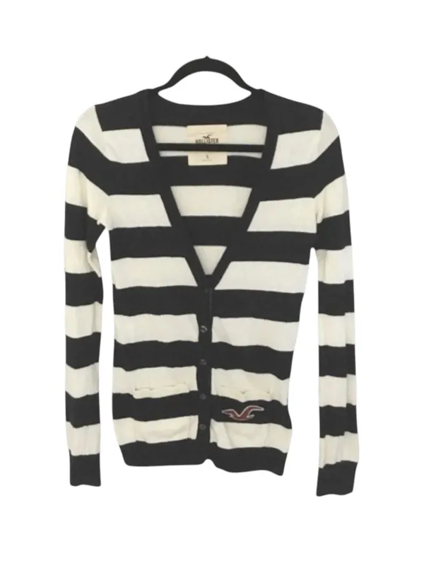 Hollister ★ Varsity Collegiate Rugby Stripe Cardigan Sweater ★ Navy White ★ S - Image 8