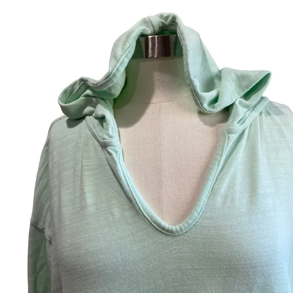 Loft Causal Mint Green‎ Pullover Hoodie 100% Knit Cotton Size Large - Image 4