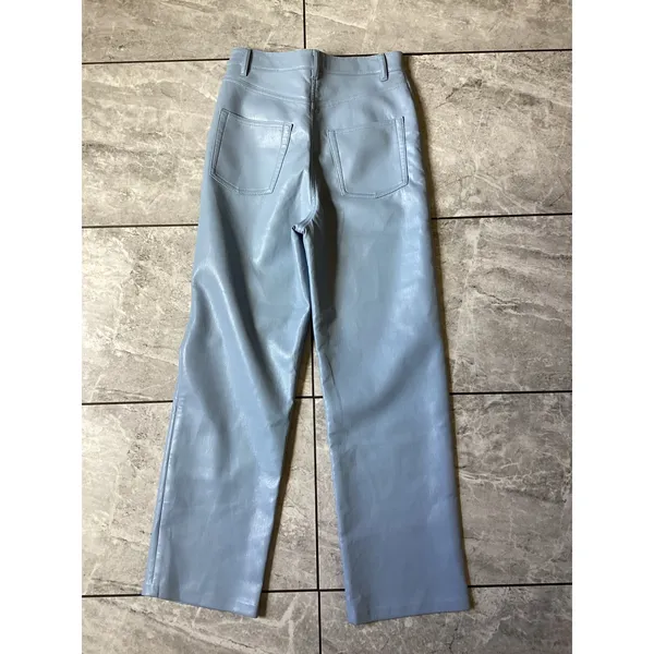 Wilfred Aritzia Melina Light Blue Vegan Leather Pants Straight Leg Size 2 - Image 9