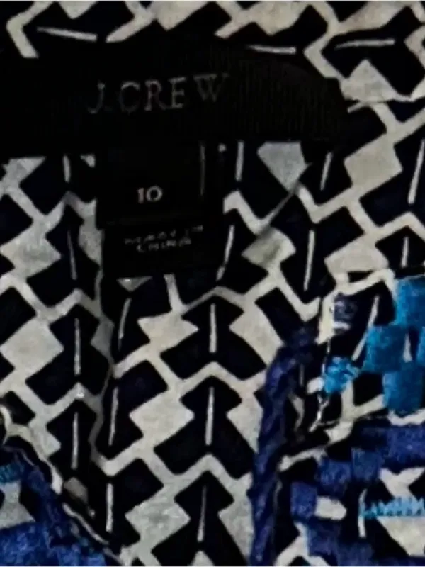 J. Crew Blue & White Printed Sleeveless Tank with Blue Embroidered Yoke - Image 2