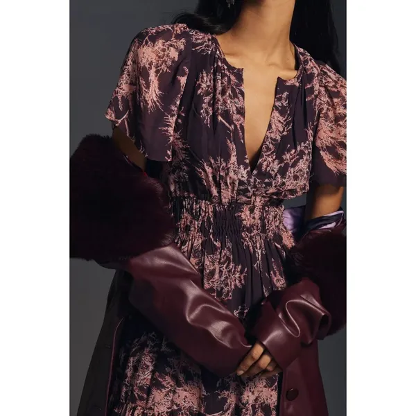 NWT by Anthropologie The Somerset Maxi in Crimson Print Chiffon Edition Dress XS - Image 2