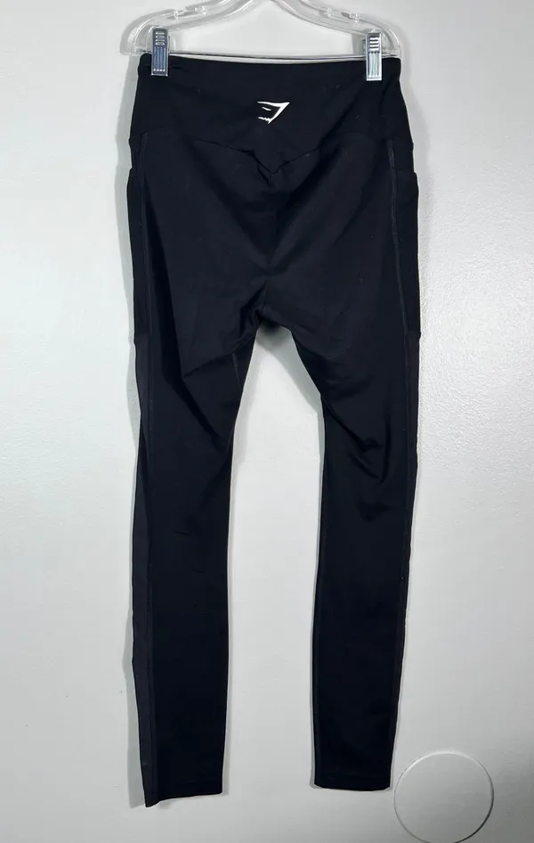 Black Mesh Panel Detail Athletic Athleisure Leggings Pockets Small S - Image 6