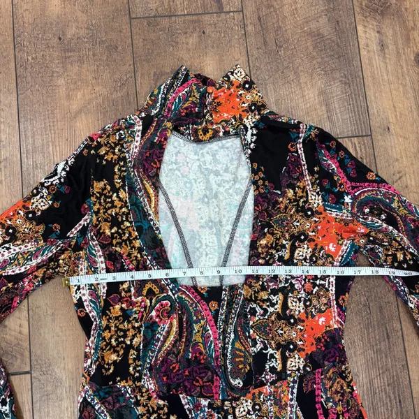 Free People All Dolled Up Open Back Long Sleeve Floral Paisley Mini Dress Size M - Image 7