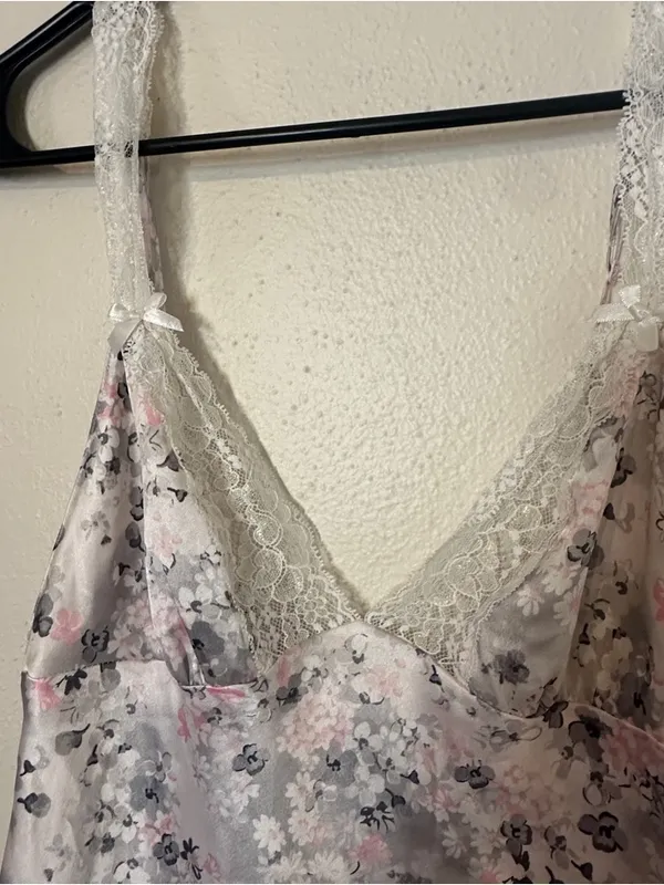 Victoria's Secret Pink & Gray Floral Slip Dress - Image 2