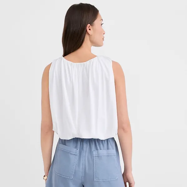 Loft Ruched Boatneck Bubble Hem Blouse - Image 2