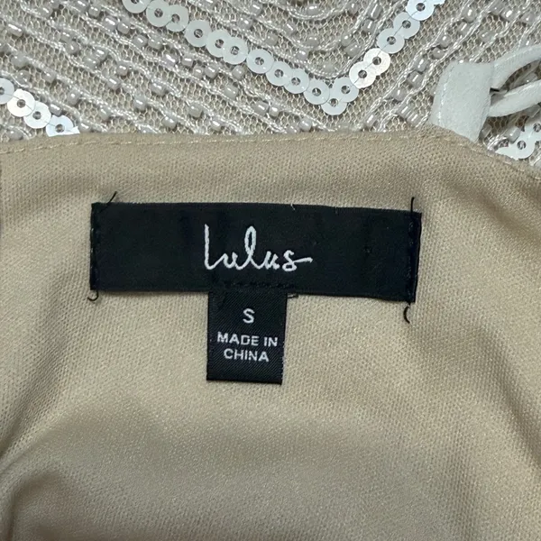 Lulu's Ivory Fringe Sequin Mini Dress Size Small Gatsby Flapper Cocktail‎ - Image 8