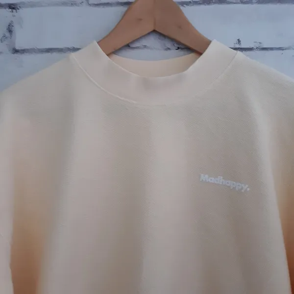 Madhappy Sweatshirt Terry Cloth Yellow Medium Cropped Crewneck - Image 2