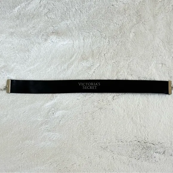 RARE Vintage Victorias Secret Black Satin Logo Choker Necklace One Size - Image 5