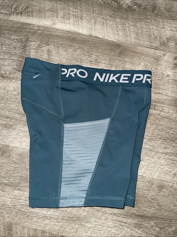Nike Pro Women's Slate Blue High-Waist Athletic Shorts - Image 6