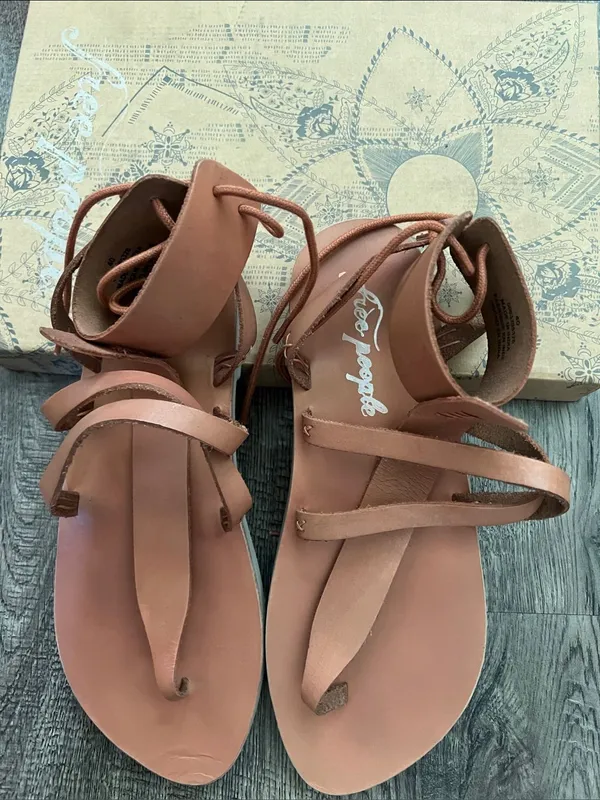 Free People Vachetta Vacation Day Wrap Leather Lace-Up Gladiator Sandals - Image 4