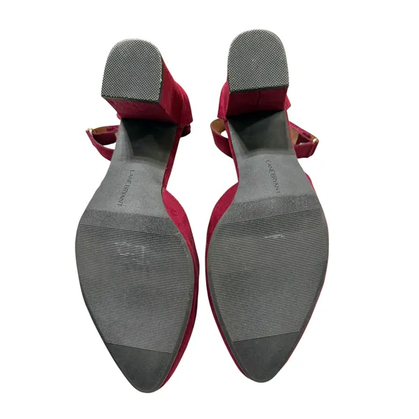 Lane Bryant Burgundy Faux Suede Block Heel Ankle Strap Pumps Womens 10W Wine - Image 5