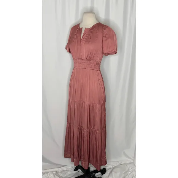 ANTHROPOLOGIE Somerset Satin Maxi Dress Rose Pink Mauve X-Small Petite XSP - Image 7