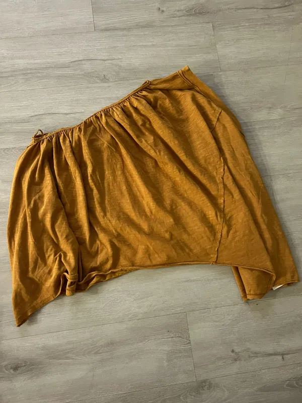 We The Free Free People Pleated Spring Break One Shoulder Top Rust Brown NWOT M - Image 3