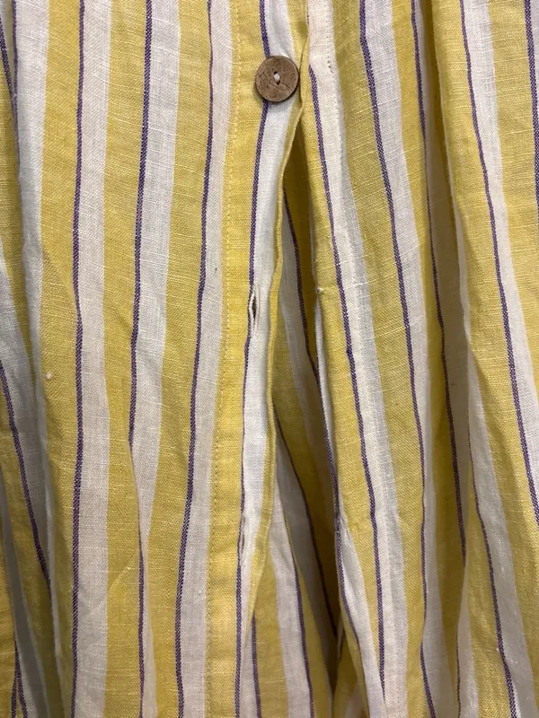 Rachel Zoe linen size 8 Yellow and White Striped Button-Front Maxi Dress - Image 4