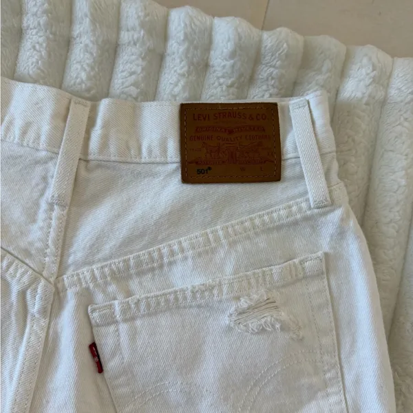 Levi's Women's 501 button fly White Jean Shorts - Image 6