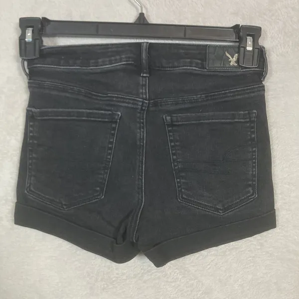 American Eagle Super Hi-Rise Shortie Women 2 Black‎ Super Super Stretch Denim - Image 2