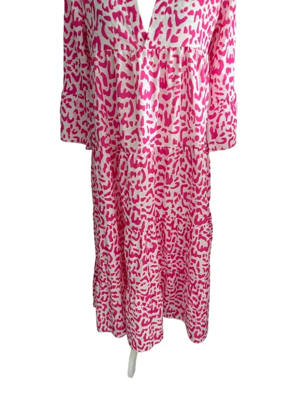 MADE WITH LOVE Pink White Animal Print Maxi Dress Size Small NEW NWT - Image 3