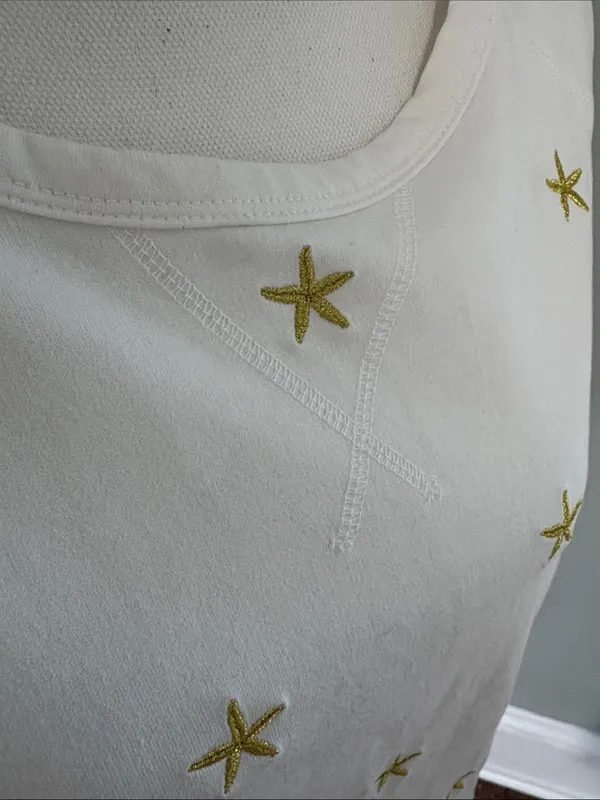 Caribbean Joe Cream Long‎ Sleeve Sweatshirt with Gold Sea Star Embroidery Large - Image 3