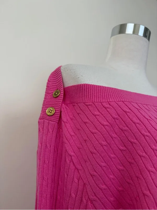 Lauren Ralph Lauren Hot Pink Cable Knit Sweater - Image 2