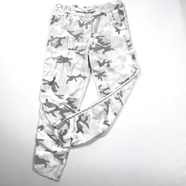 Gigi Moda Joggers Womens Made in Italy Camo‎ Rhinestone Gray White Cotton - Image 2