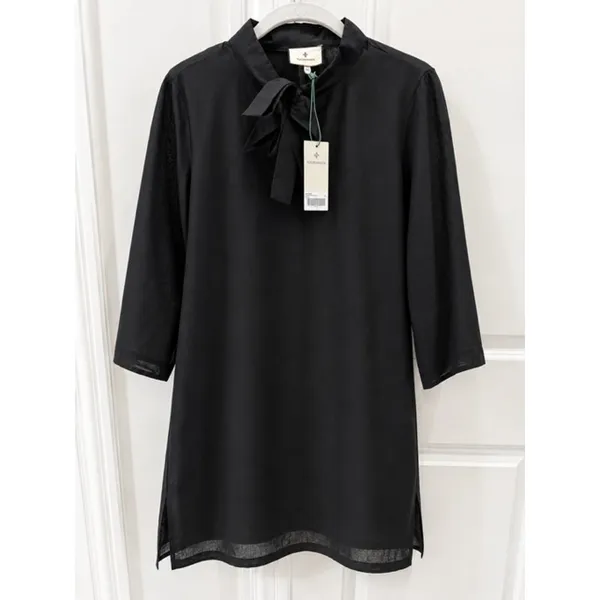 Tuckernuck NWT Black Marseille Caftan Dress XS Tie Neck Beach Cover-Up - Image 2