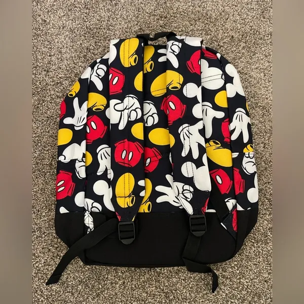NWOT Disney Store Parks Mickey Mouse Laptop Backpack Navy Blue Black Red Yellow - Image 2