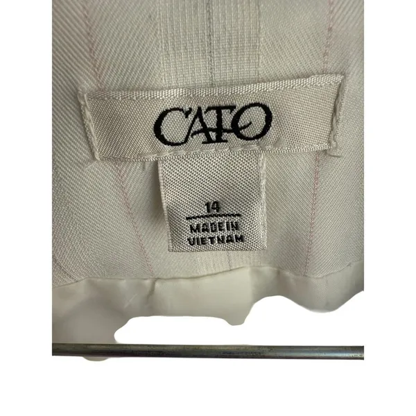 Y2K Cato 2pc Cream Pink Gray Striped Suit.‎ Jacket and Pants Women's Size 14 - Image 3