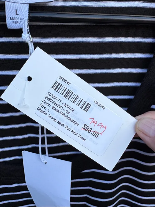 NWT EVEREVE CHARLIE Scoop Neck Pima Cotton Dress Stripe Large Retail $98.00 - Image 5