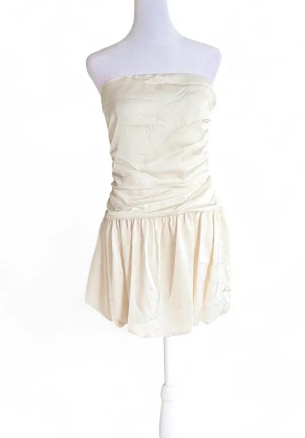 Abound Cream Mini Dress Strapless Blubble Skirt - Image 3
