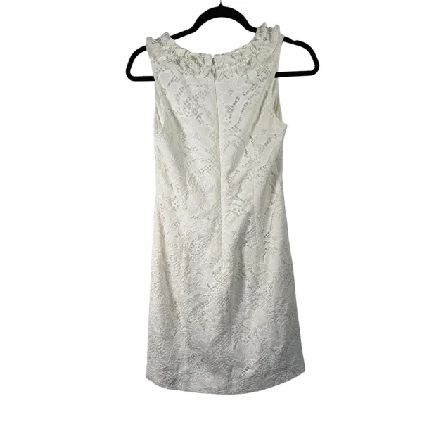 Lilly Pulitzer Kiera Shift Dress White Lace Pearl Ruffle Bride‎ Preppy Womens 0 - Image 8
