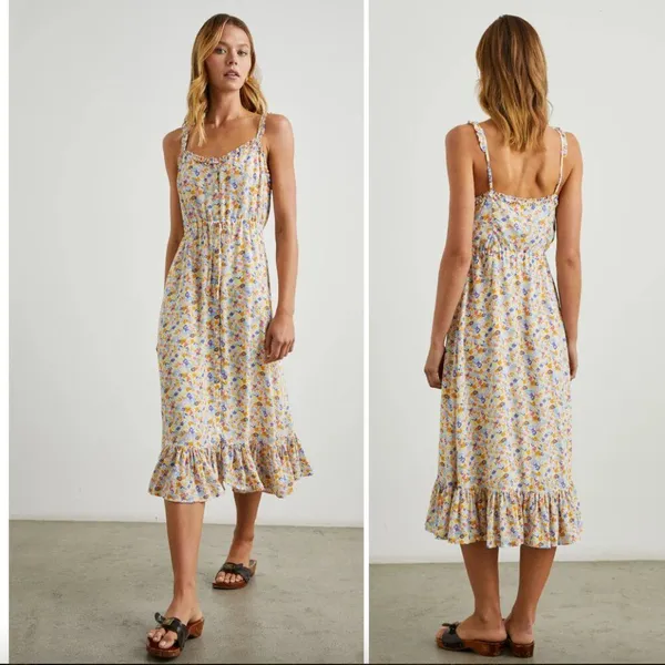 Rails Size S Small Adalyn Midi Dress Papaya Flowers Button Front Sundress - Image 2