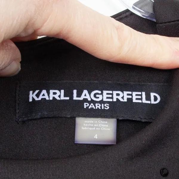 Karl Lagerfeld Black Embellished‎ Sleeveless Midi Sheath Dress Size 4 - Image 4