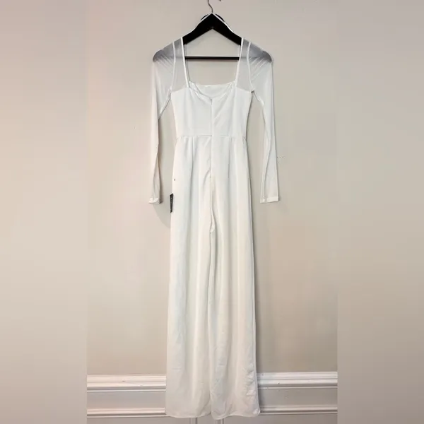 Lulus White Off the Shoulder Wedding Dress with Sheer Sleeves, X-Large - Image 6