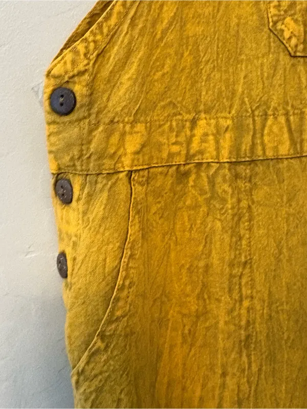 Rhea mustard yellow acid wash looking bohemian overalls size medium - Image 9