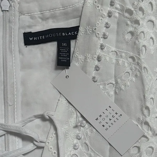 NEW White House Black‎ Market White Eyelet Dress Coastal Cottagecore Feminine 16 - Image 8