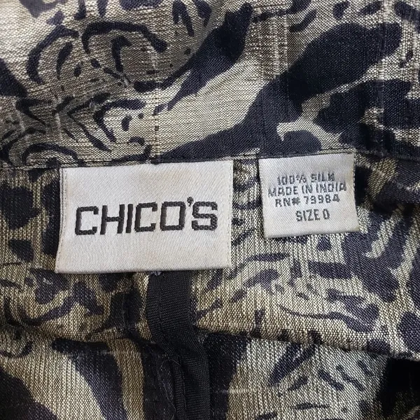 Chico's Womens S 100% Silk Animal Print Open Front Blazer - Image 8