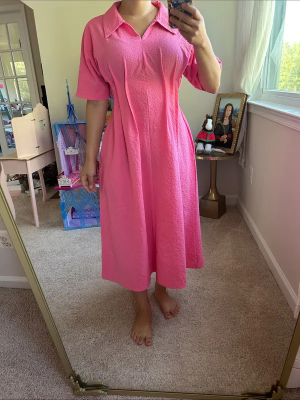 Cool fabric pink dress. S - Image 9