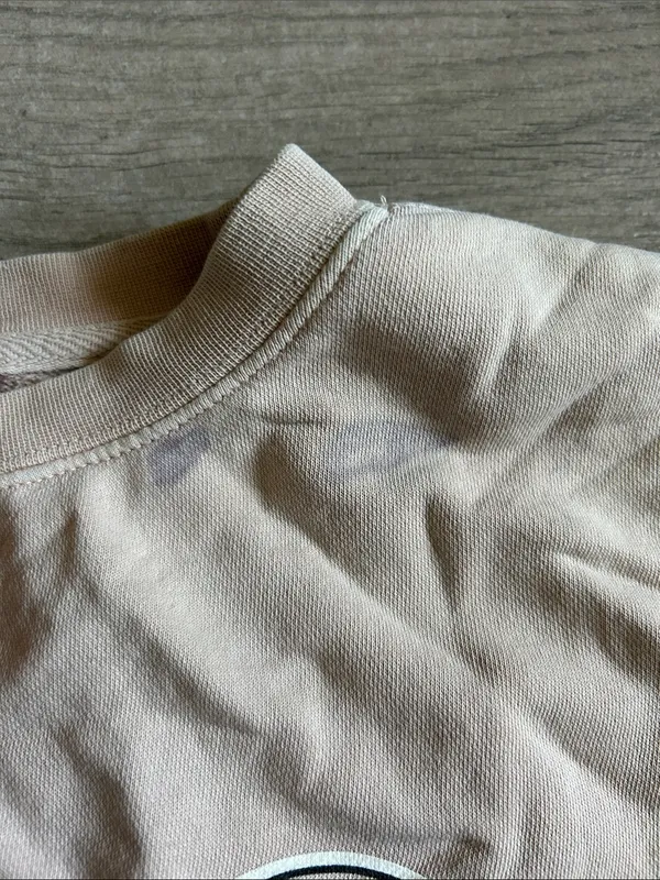 Neutral Cream Crewneck Sweatshirt with Chest Emblem - Image 4