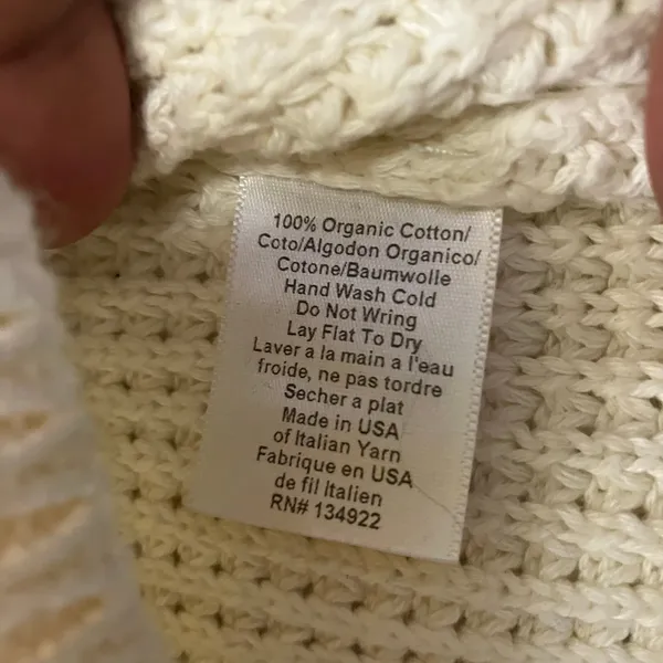 Emerson Fry Women's Organic Cotton Cream Knit Sweater Size Large - Image 5