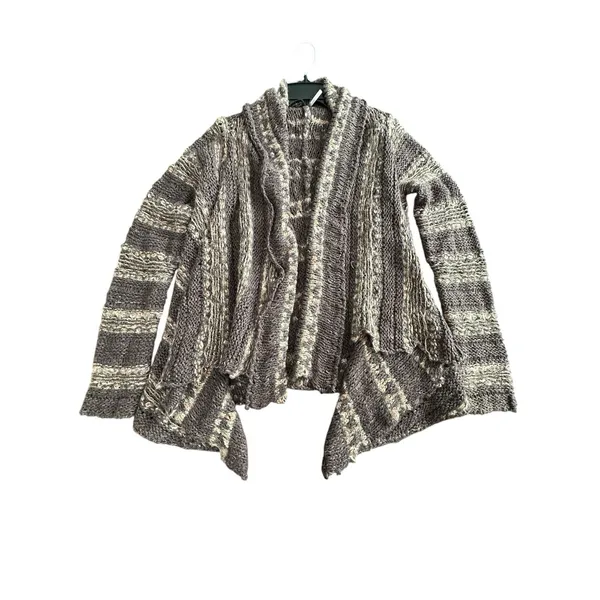 Free People Runaway Love‎ Crochet Chunky Knit Small Brown Cardigan Sweater #HR-6 - Image 6
