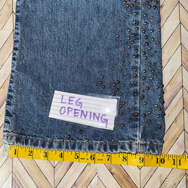 Vtg Bongo Jeans 13 City Rider Bootcut Embellished Flare Studded Y2K High‎ Rise - Image 11